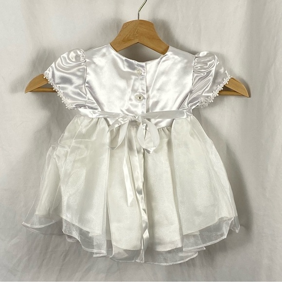 Aiden Jess Baby Girl White Baptism Christening Dress With Jacket And Bonnet - Picture 2 of 16